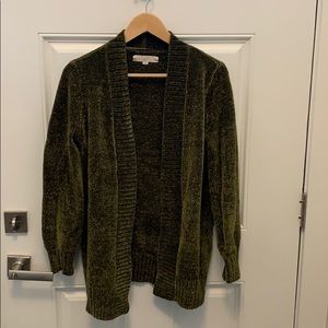 Chenille moss green cardigan